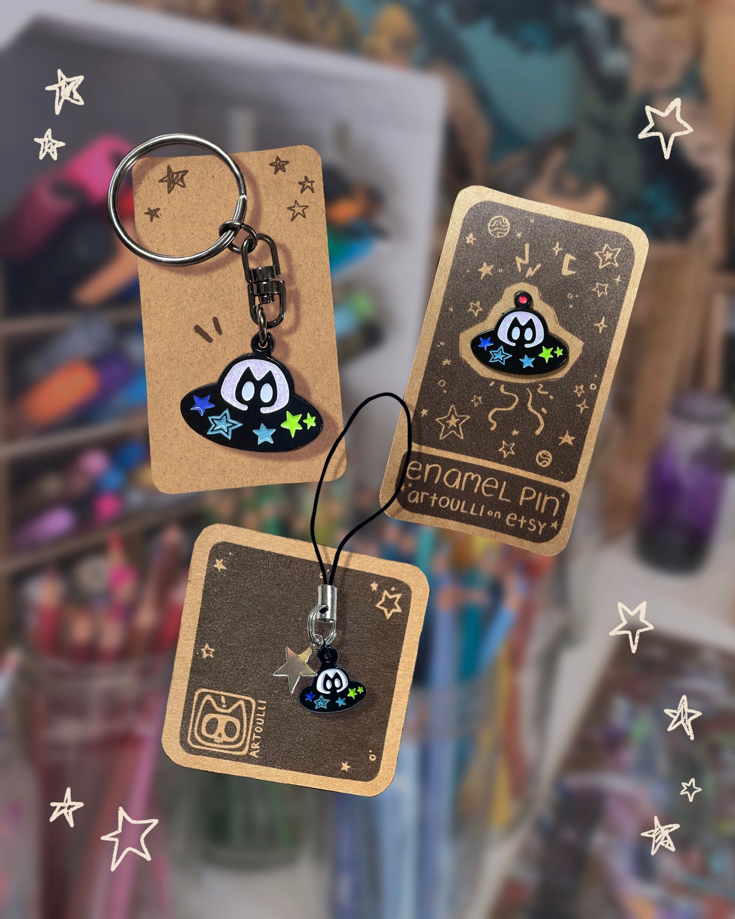 Flying Saucer Space Kitty Pin