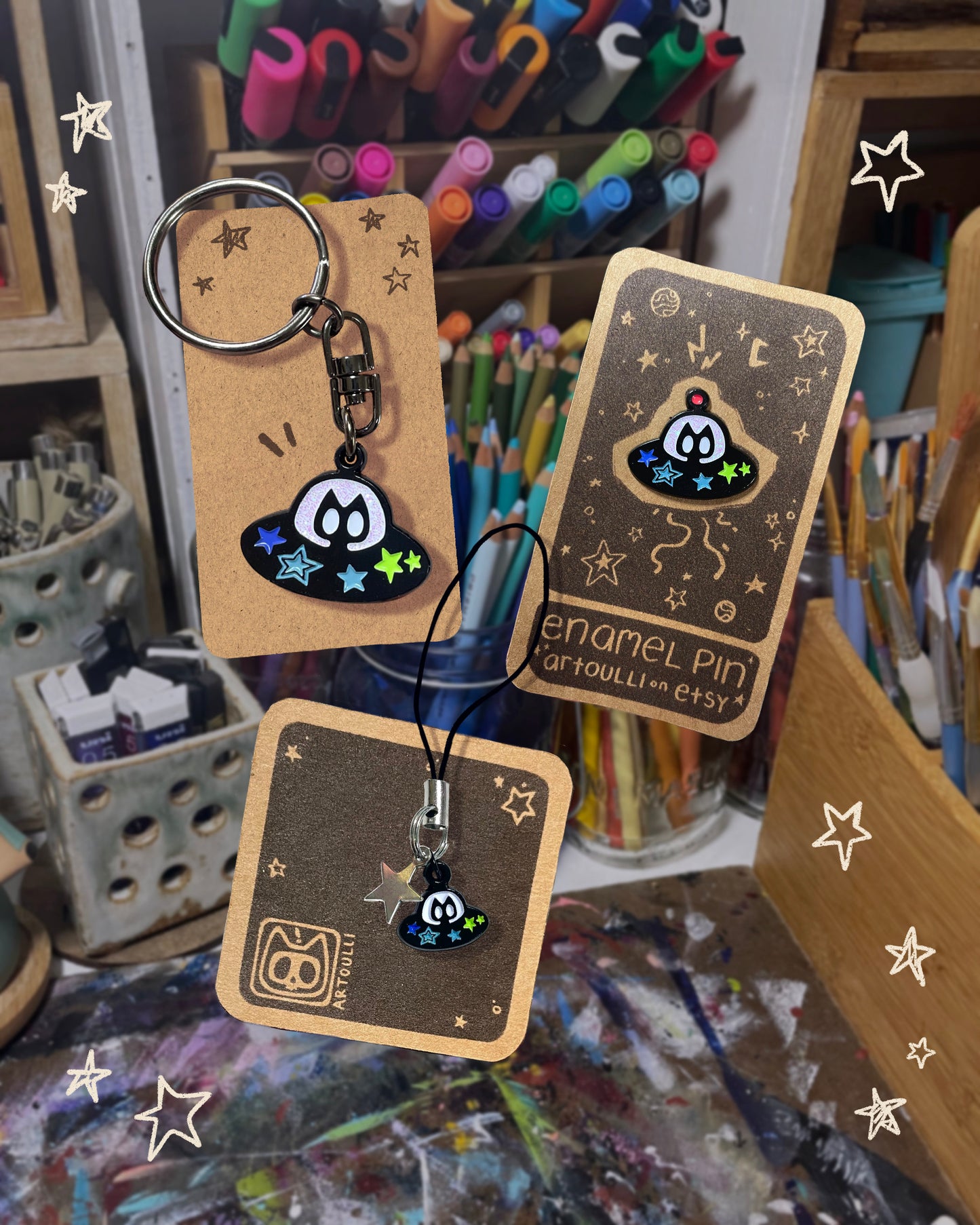 Flying Saucer Kitty Charm