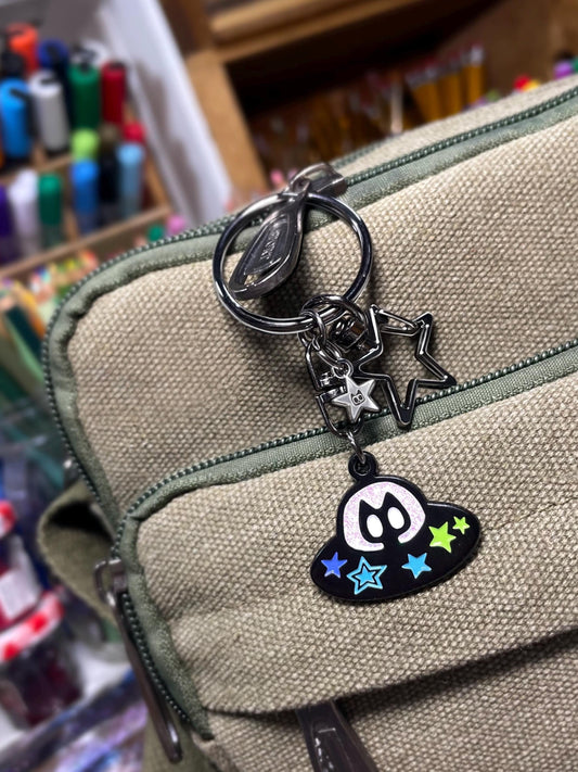 Flying Saucer Kitty Keychain