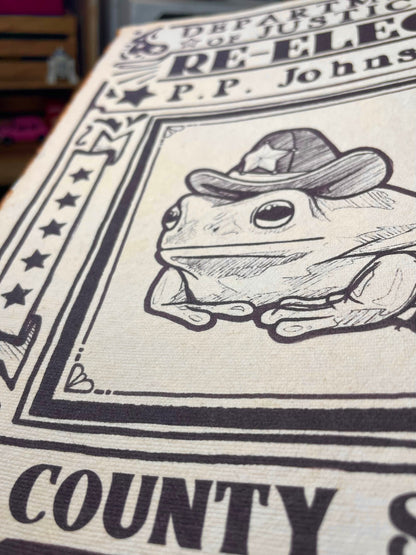 Vintage Sheriff Frog Poster A4