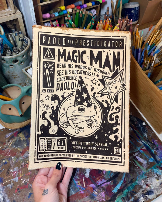 Vintage Magic Frog Poster A4