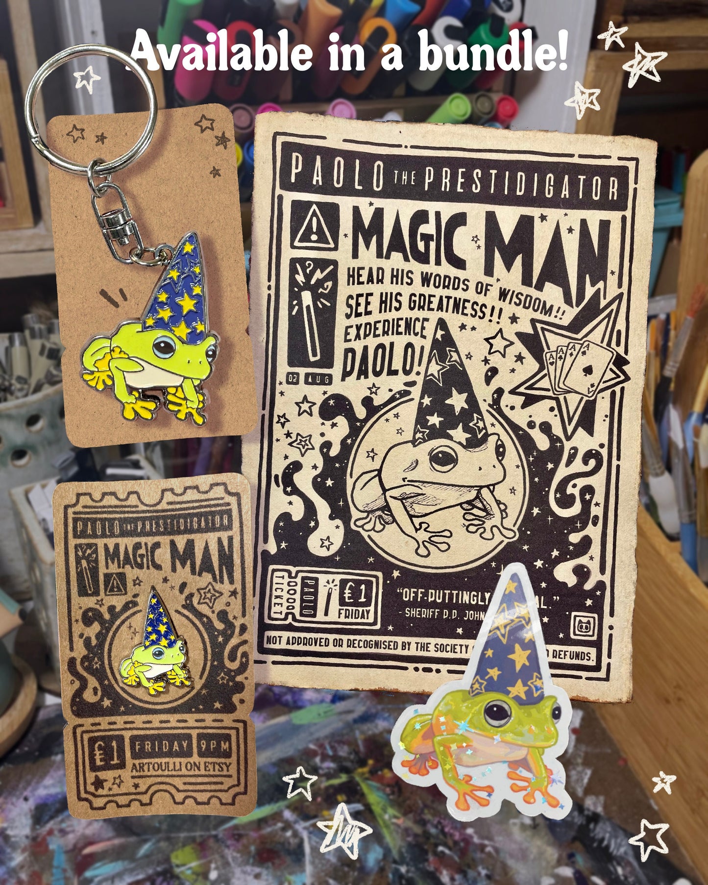 Vintage Magic Frog Poster A4