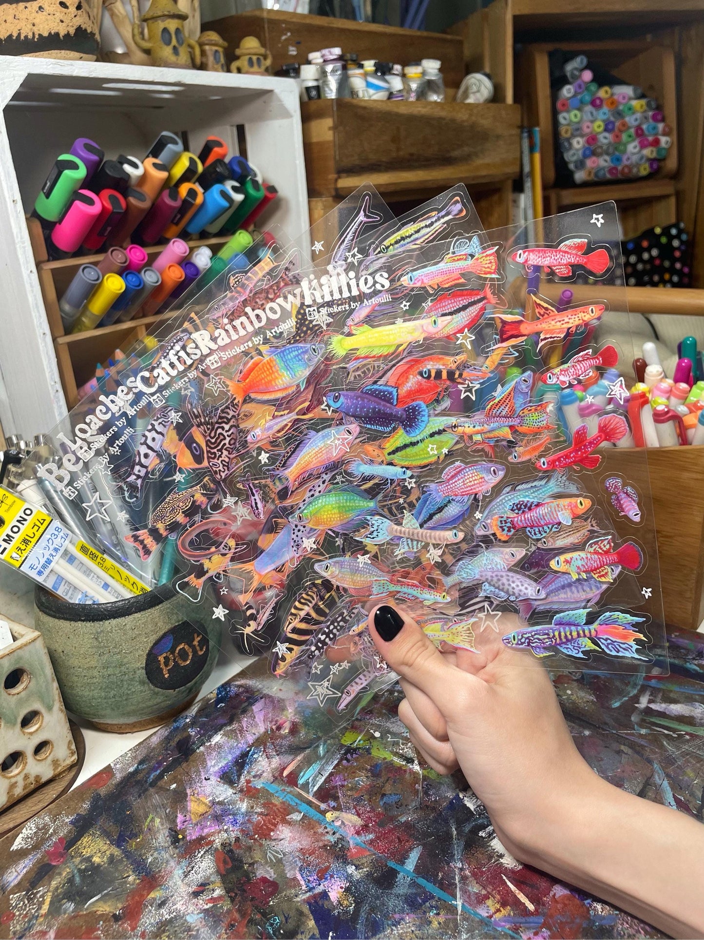 MULTIPACK Clear Aquarium Fish Sticker Sheets | 10 Pack Transparent Freshwater Stickers