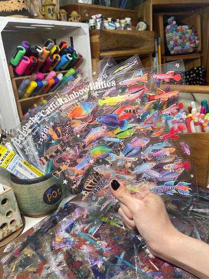 MULTIPACK Clear Aquarium Fish Sticker Sheets | 10 Pack Transparent Freshwater Stickers