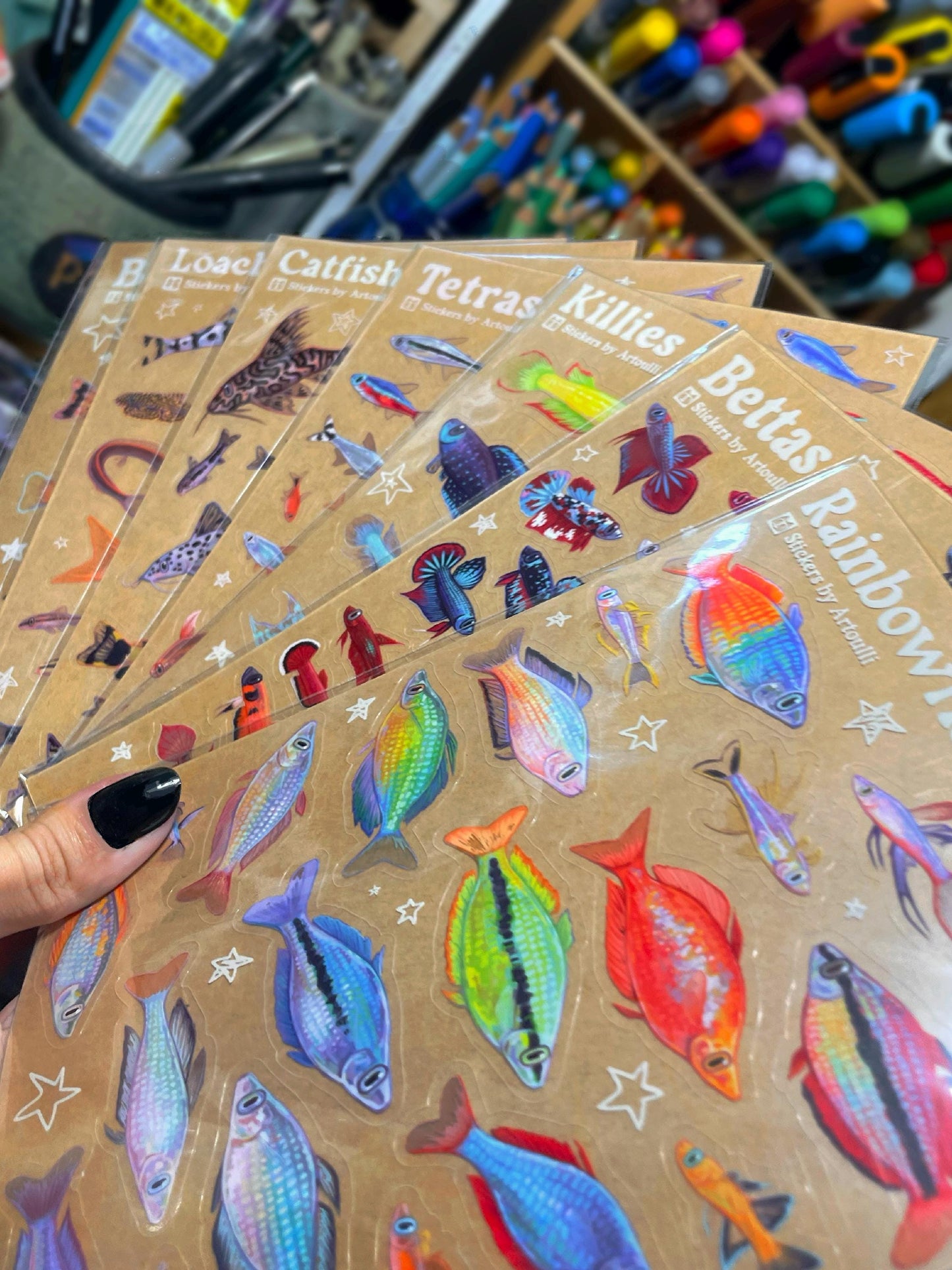 MULTIPACK Clear Aquarium Fish Sticker Sheets | 10 Pack Transparent Freshwater Stickers