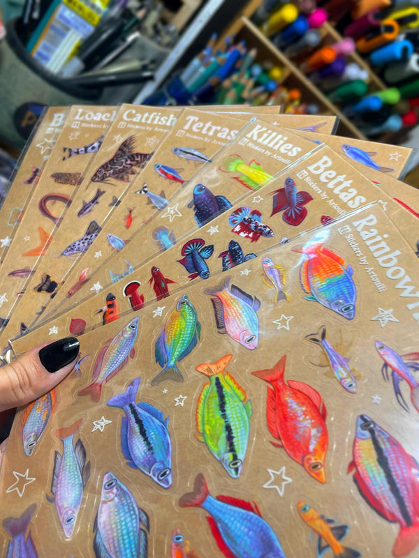 MULTIPACK Clear Aquarium Fish Sticker Sheets | 10 Pack Transparent Freshwater Stickers