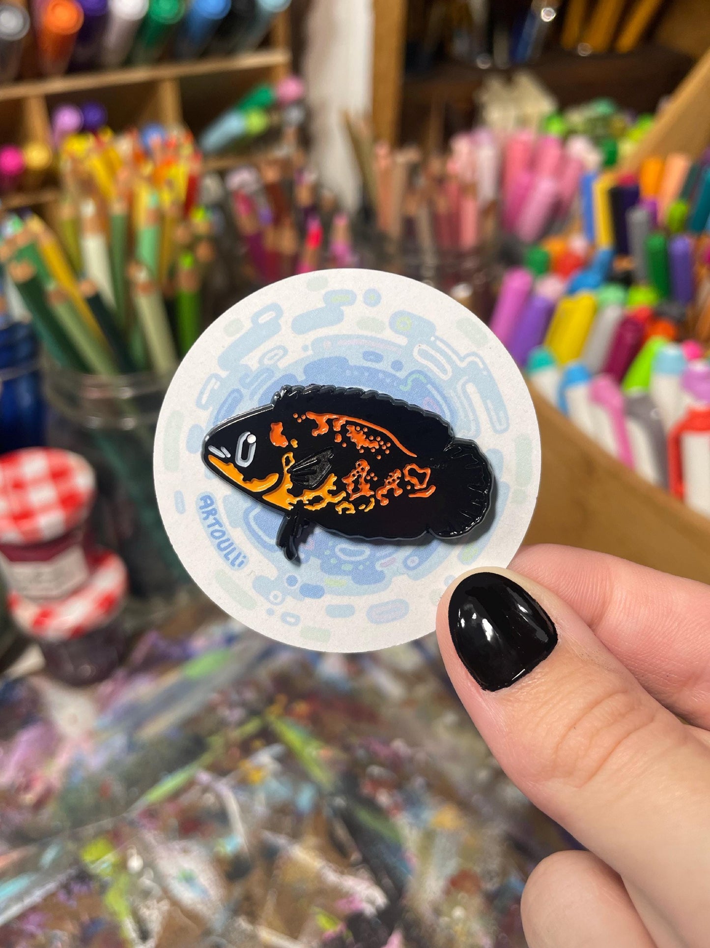 Oscar Cichlid Pin