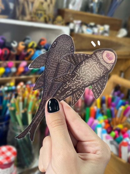 2 Clear Pleco Stickers