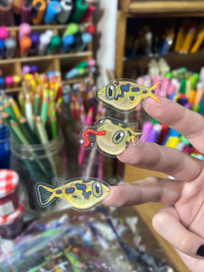 3 Clear Pea Puffer Stickers