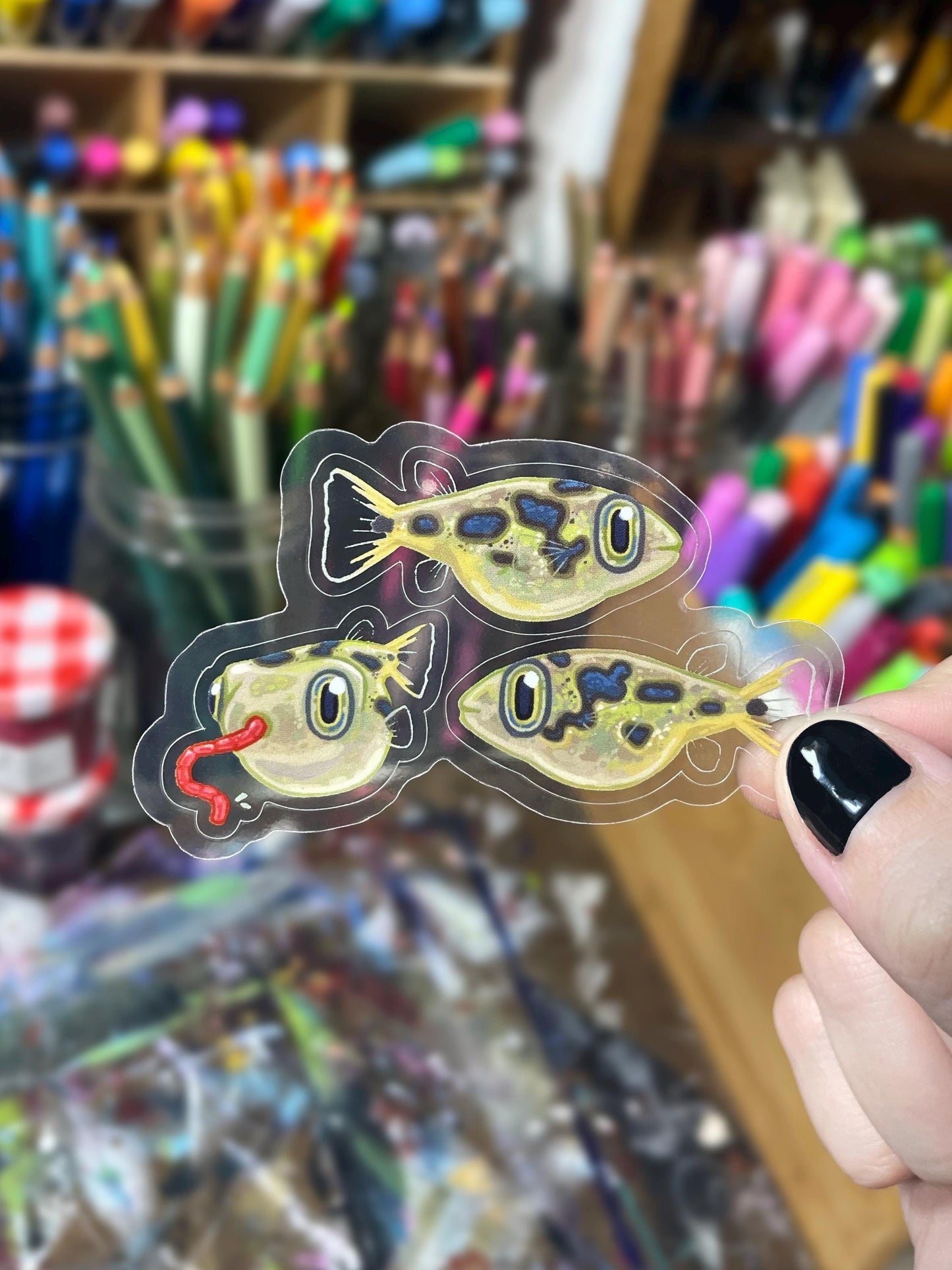 3 Clear Pea Puffer Stickers