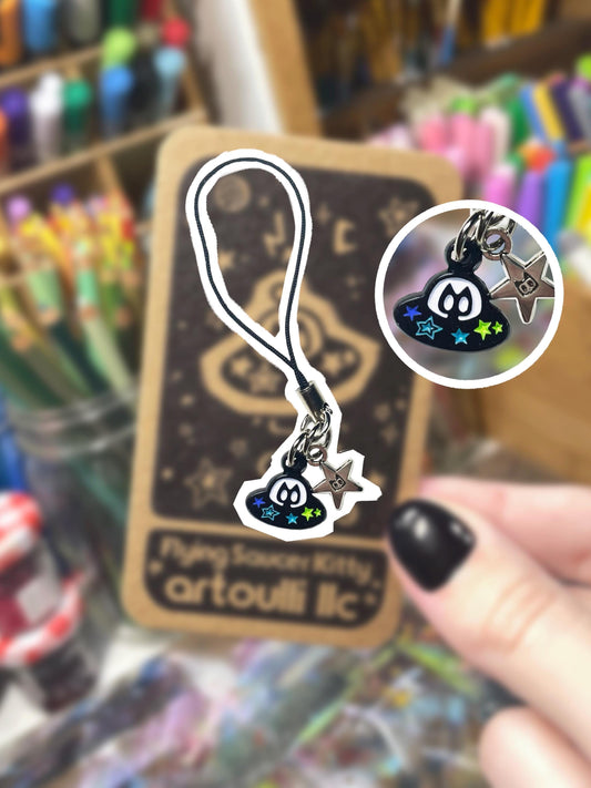 Flying Saucer Kitty Charm