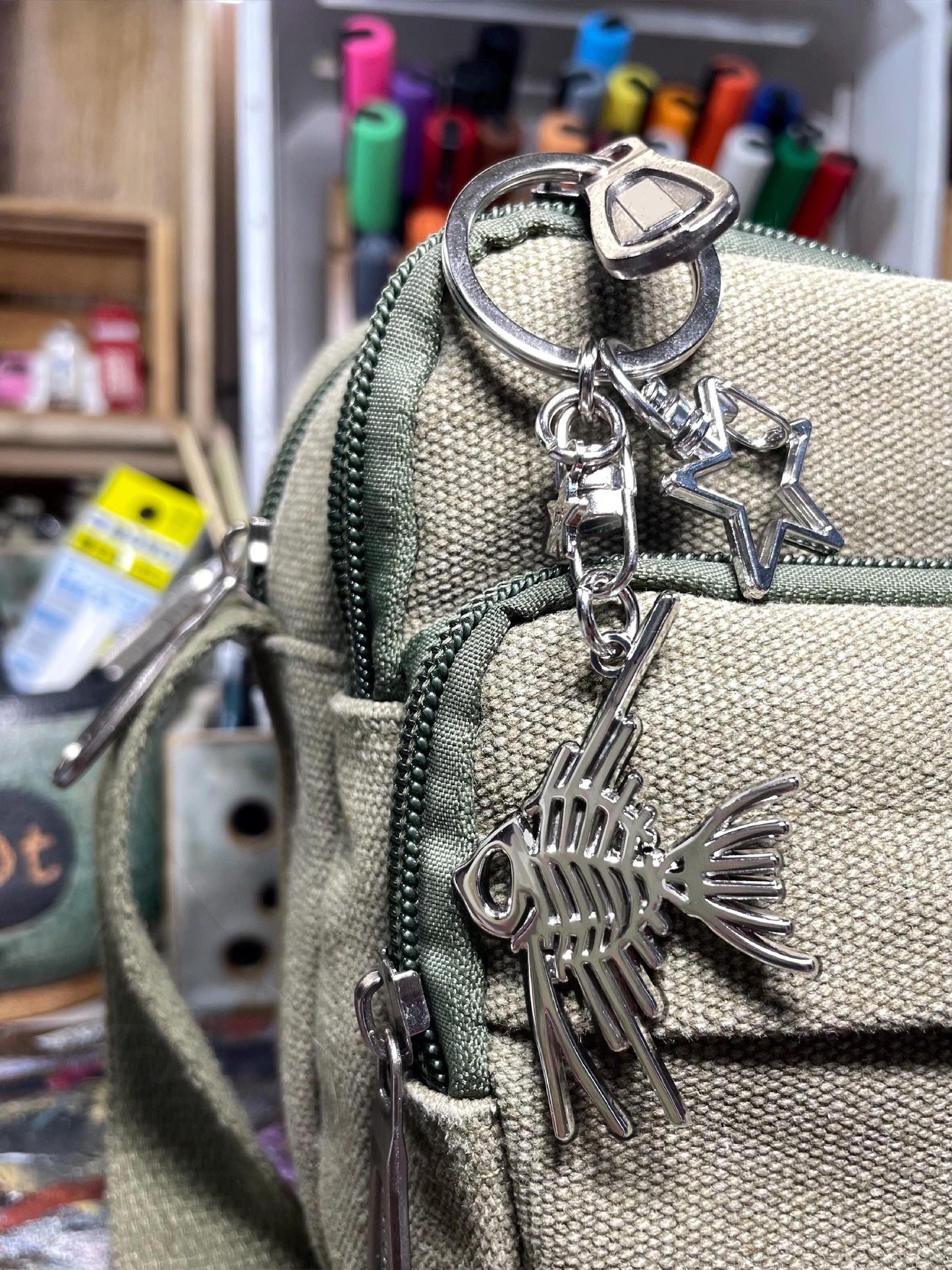 Angelfish Skeleton Keychain