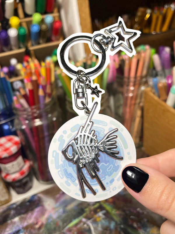 Angelfish Skeleton Keychain